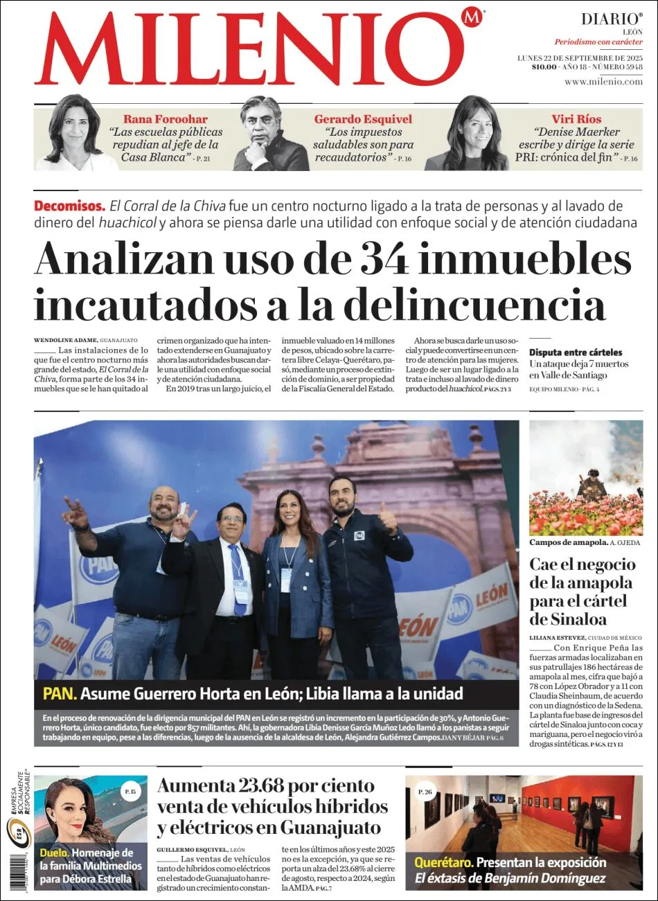 Portada de Milenio Leon del lunes, 22 de septiembre de 2025
