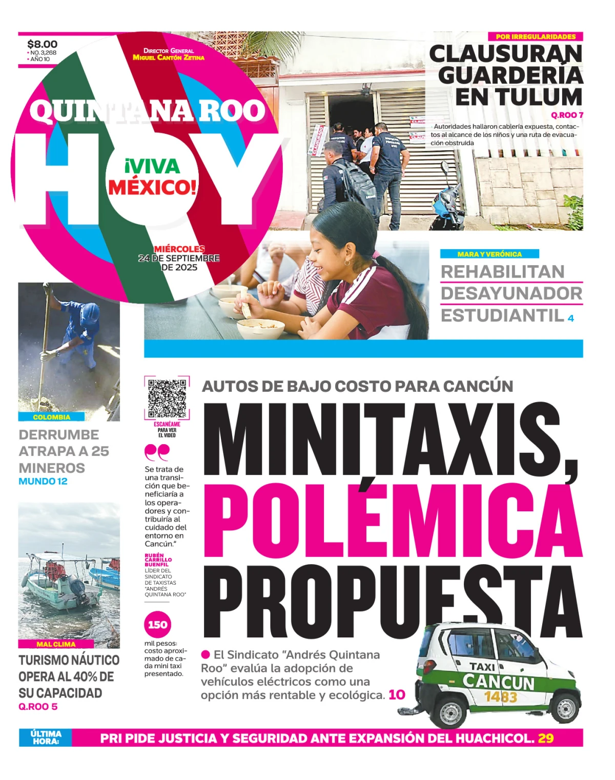 Portada de Quintana Roo Hoy (portada) del miércoles, 24 de septiembre de 2025