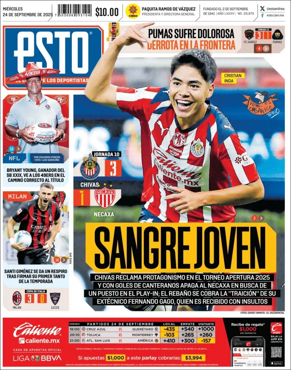 Portada de Esto del miércoles, 24 de septiembre de 2025