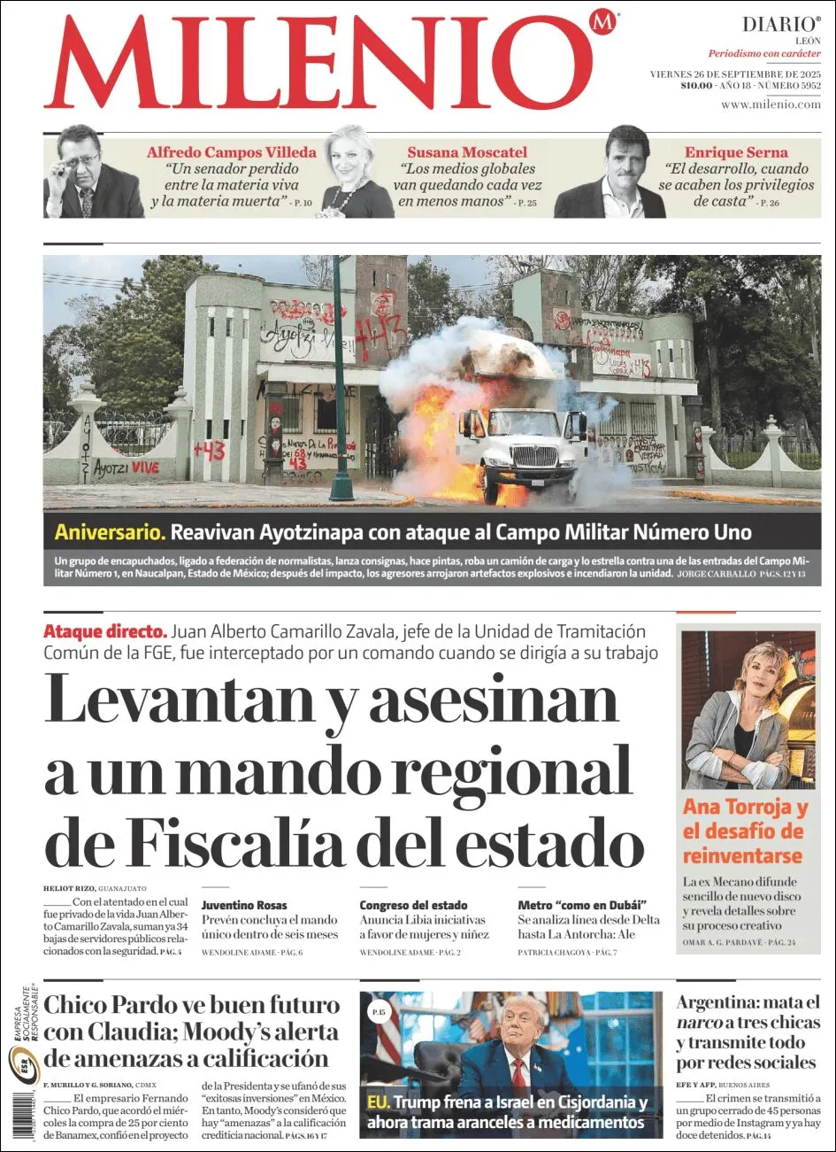 Portada de Milenio Leon del viernes, 26 de septiembre de 2025