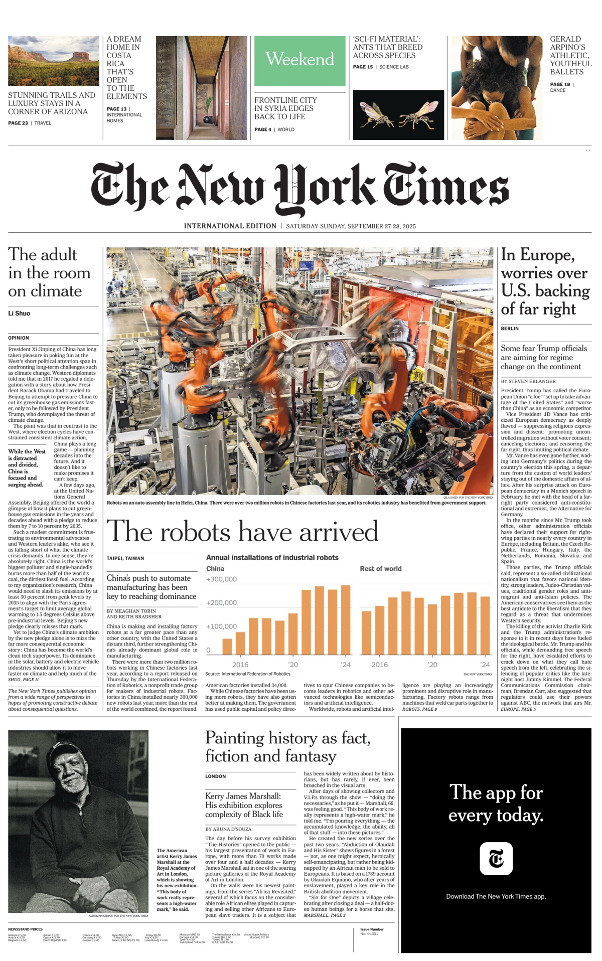 Portada de The New York Times (international)