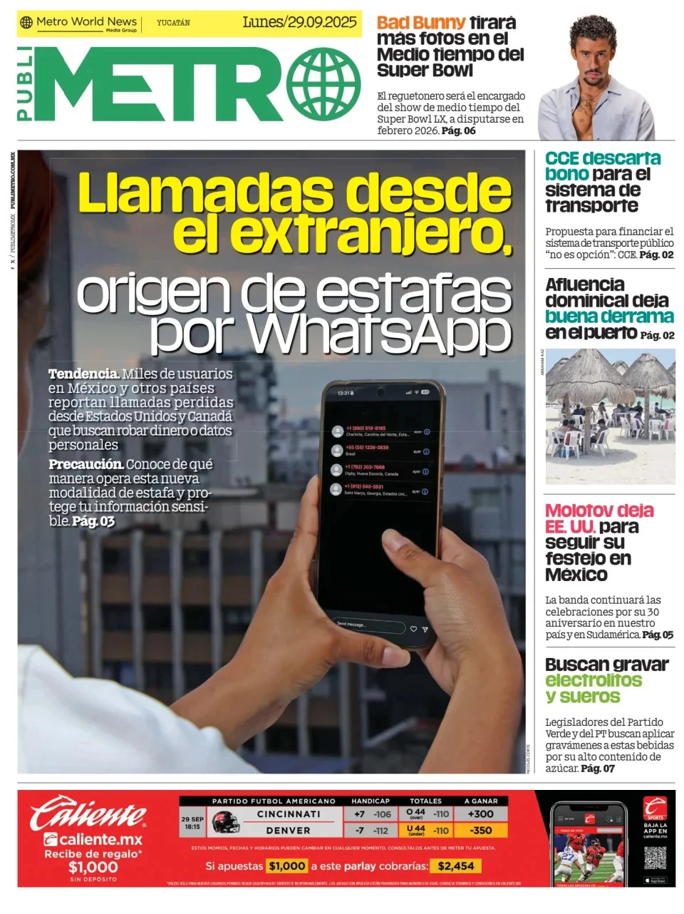Portada de Publimetro Merida del lunes, 29 de septiembre de 2025
