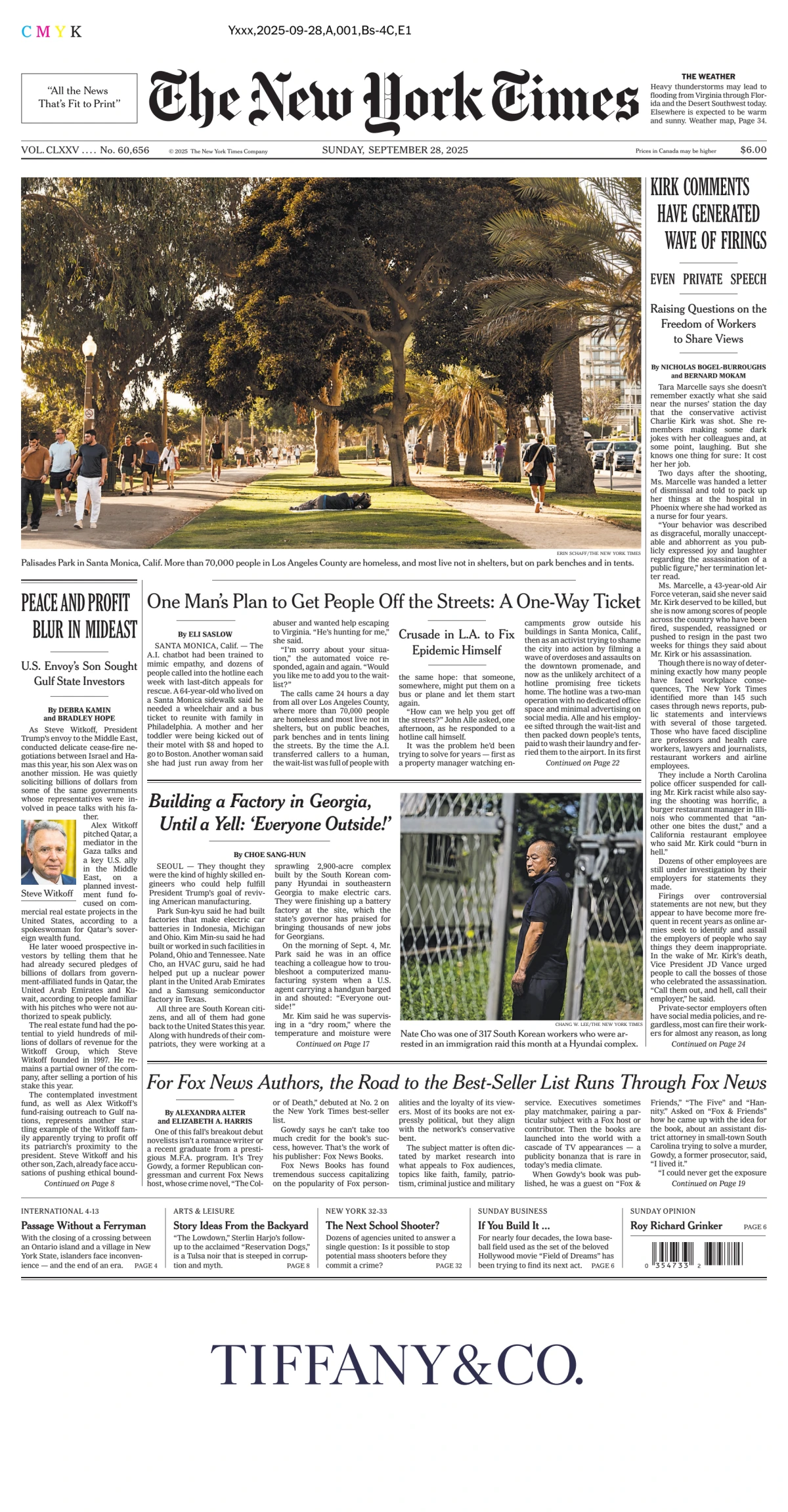 Portada de The New York Times (national) del domingo, 28 de septiembre de 2025