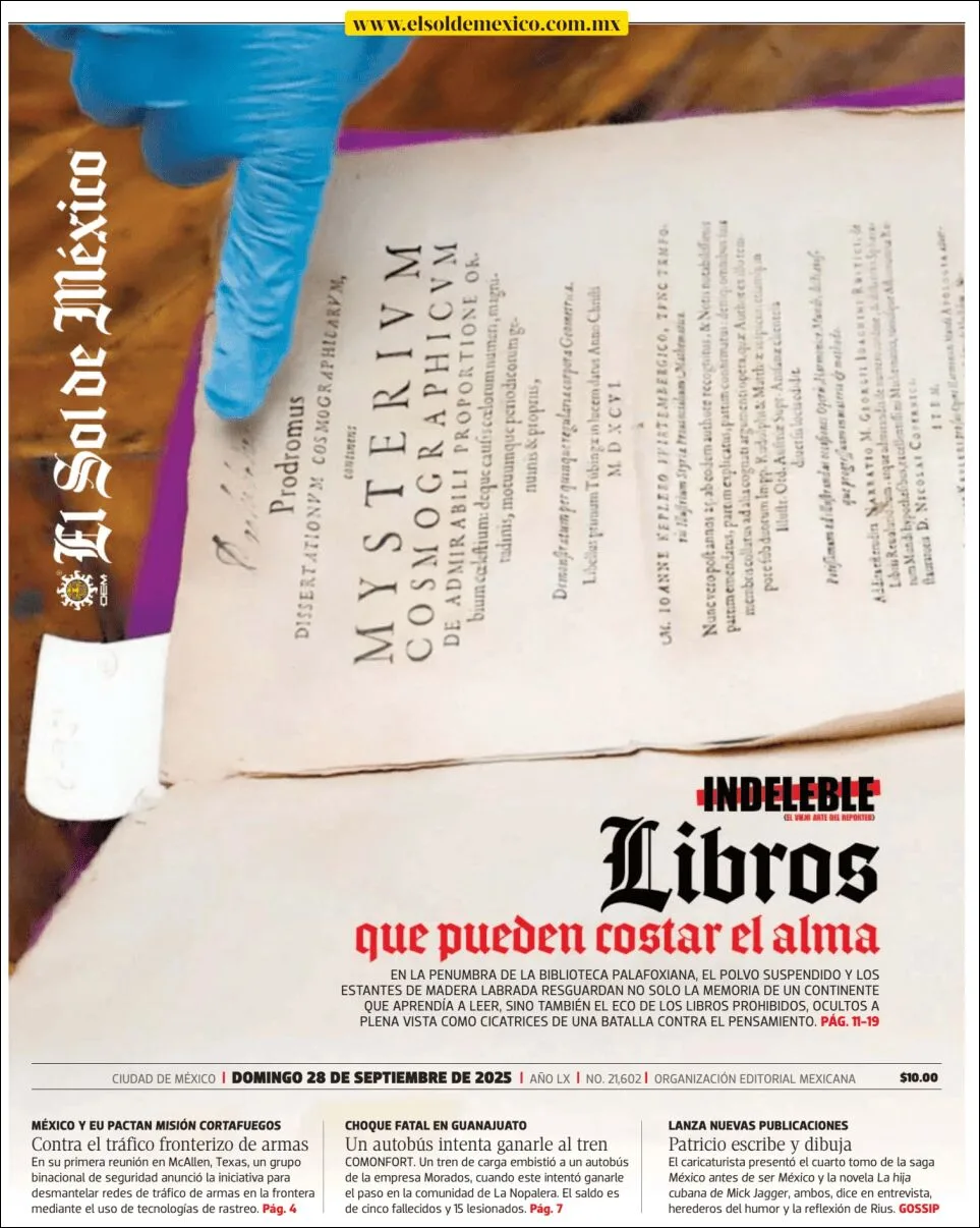 Portada de El Sol de Mexico del domingo, 28 de septiembre de 2025