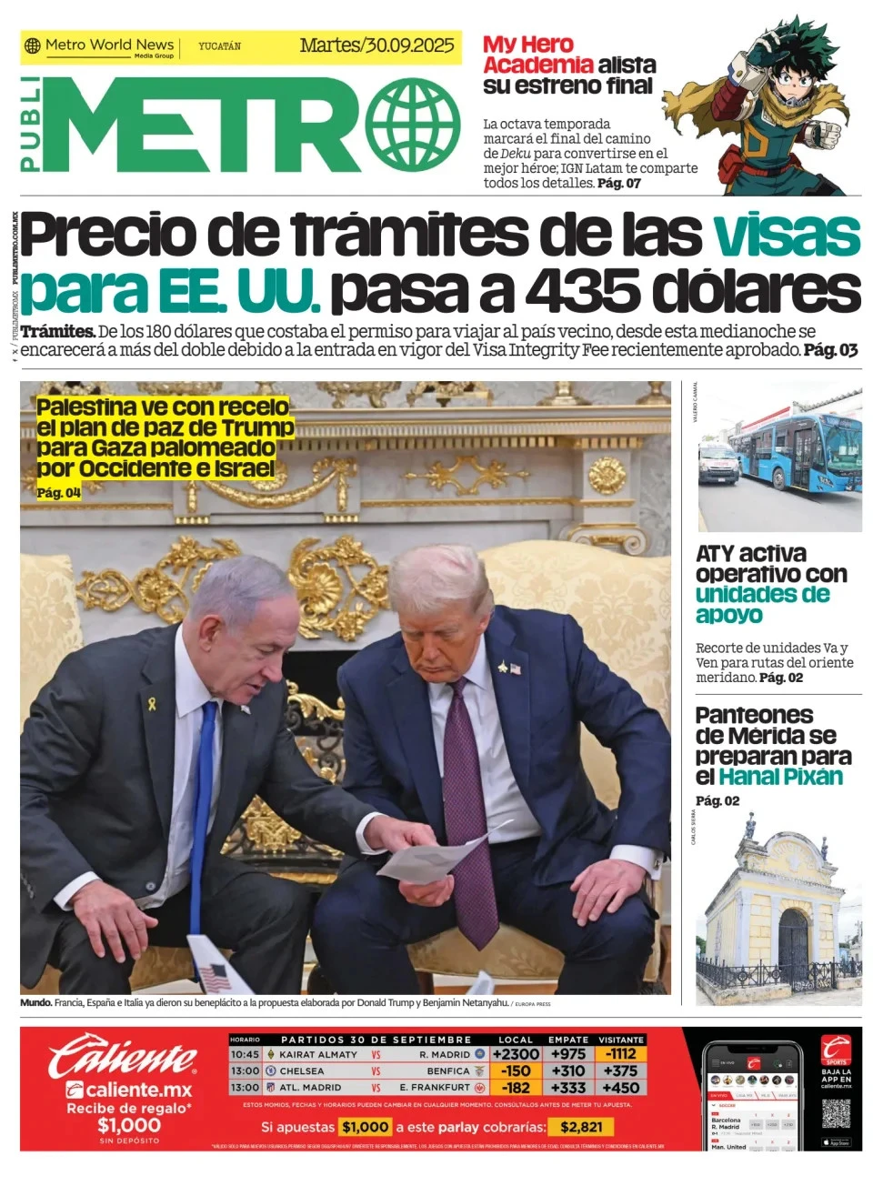 Portada de Publimetro Merida del martes, 30 de septiembre de 2025