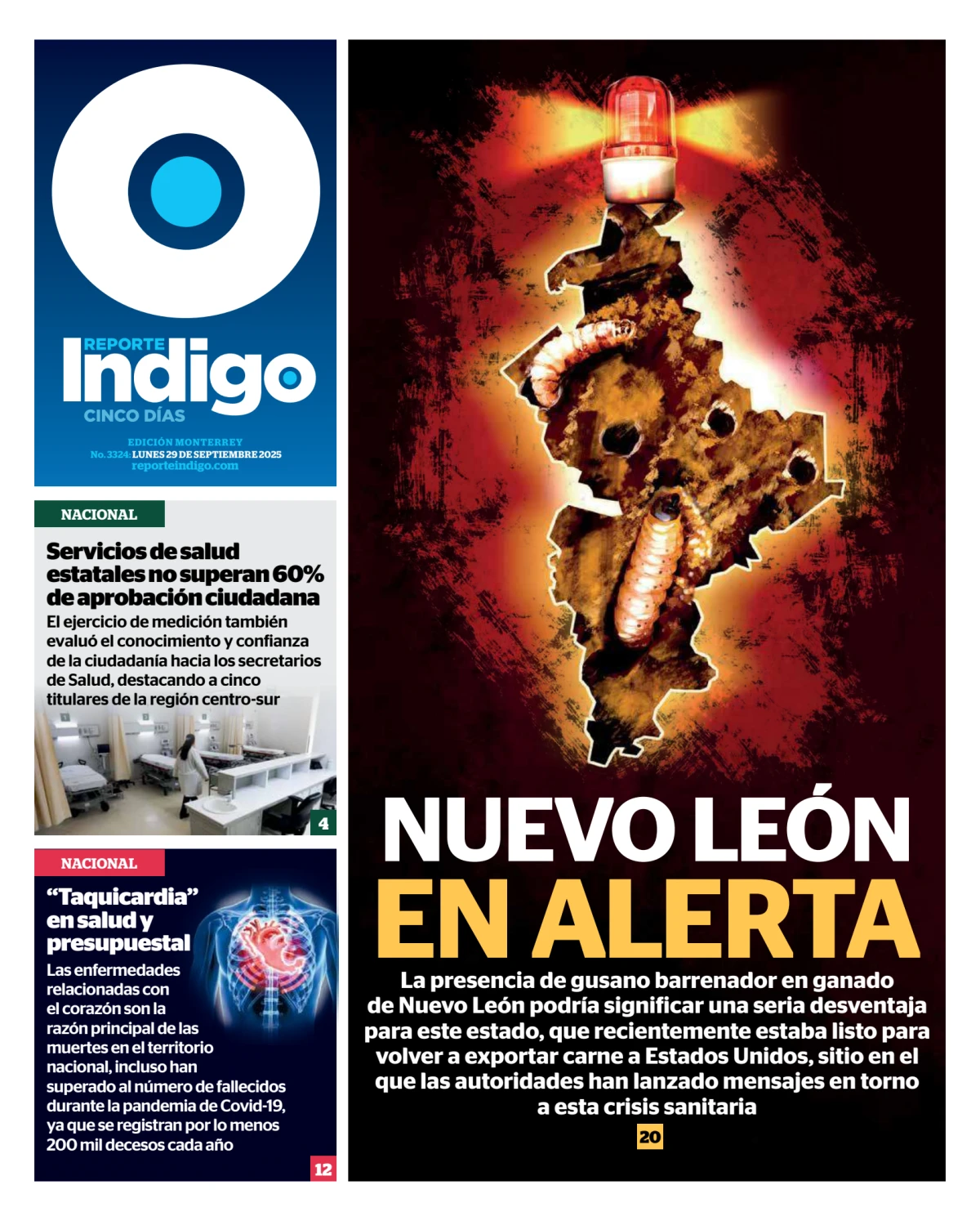 Portada de Reporte Indigo Monterrey del lunes, 29 de septiembre de 2025