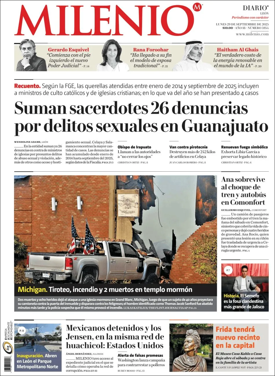 Portada de Milenio Leon del lunes, 29 de septiembre de 2025