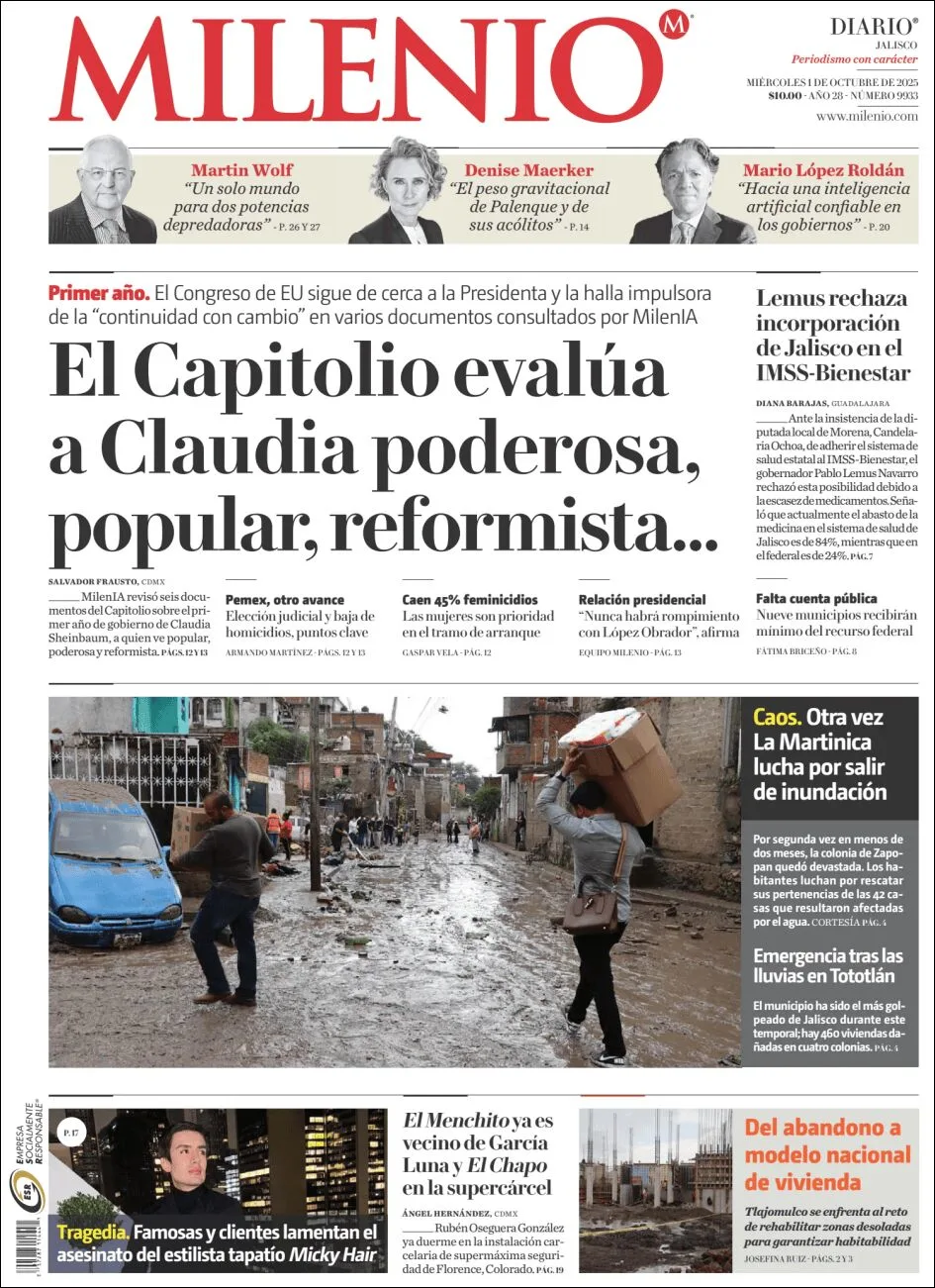 Portada de Milenio Jalisco del miércoles, 1 de octubre de 2025