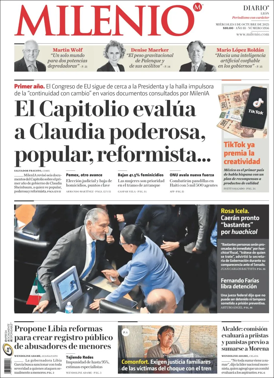 Portada de Milenio Leon del miércoles, 1 de octubre de 2025