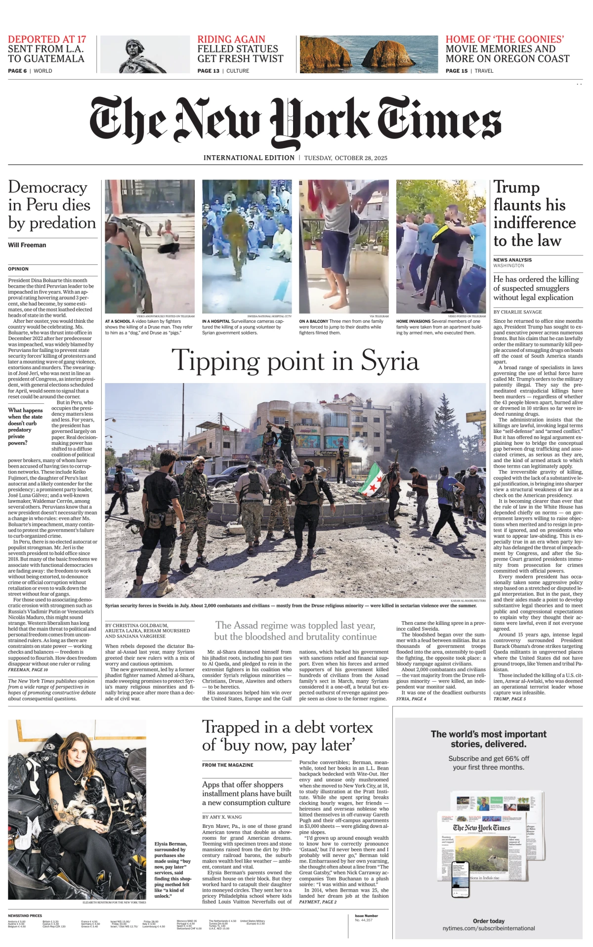Portada de The New York Times (international)