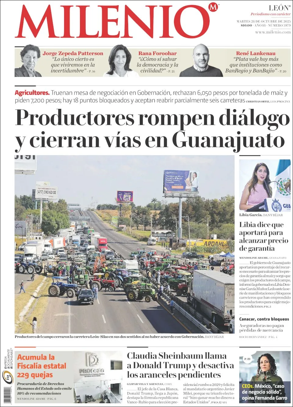 Portada de Milenio Leon del martes, 28 de octubre de 2025