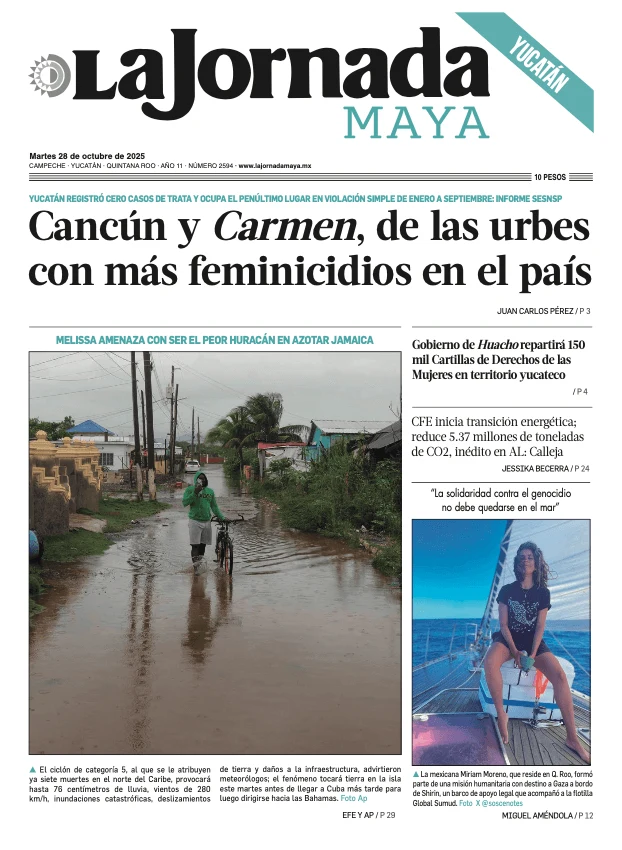 Portada de La Jornada Maya Yucatán del martes, 28 de octubre de 2025