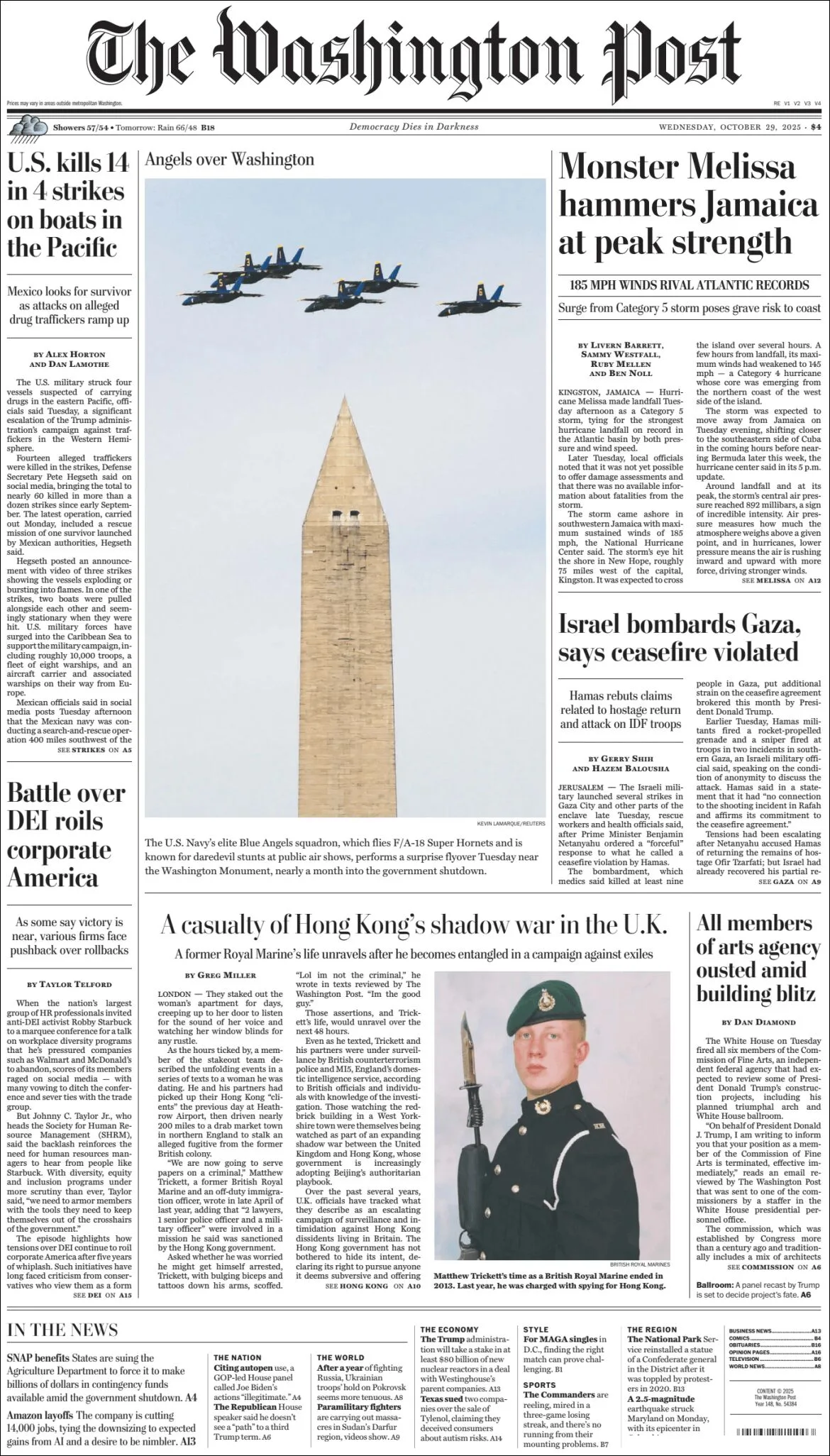 Portada de The Washington Post del miércoles, 29 de octubre de 2025