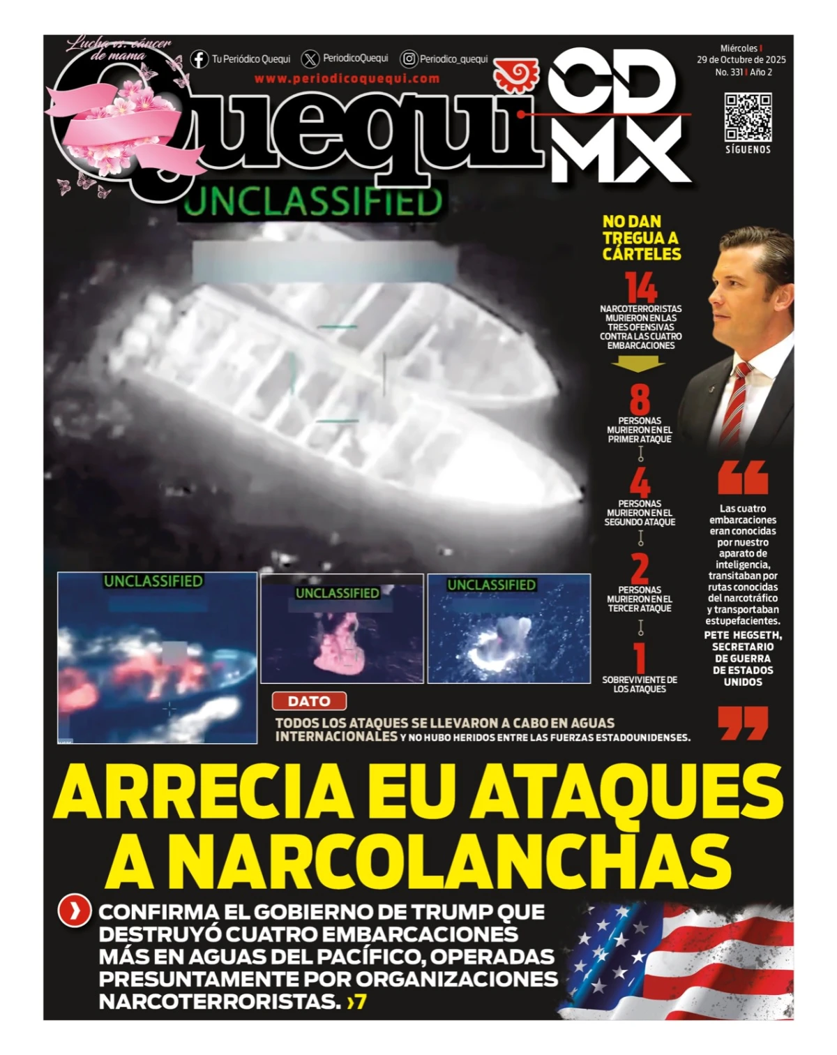 Portada de Quequi CDMX del miércoles, 29 de octubre de 2025