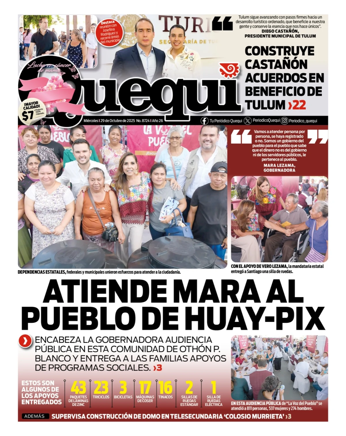 Portada de Quequi del miércoles, 29 de octubre de 2025