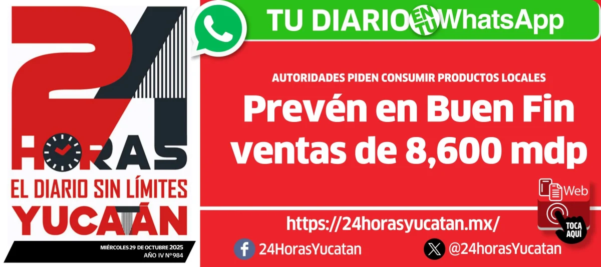Portada de 24 Horas Yucatan del miércoles, 29 de octubre de 2025