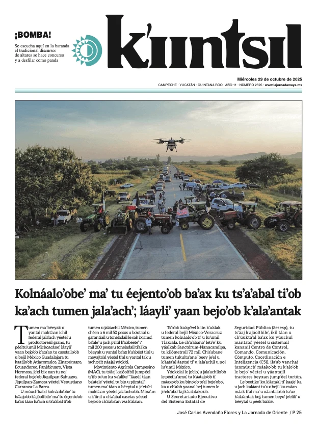 Portada de La Jornada - Kiintsil del miércoles, 29 de octubre de 2025