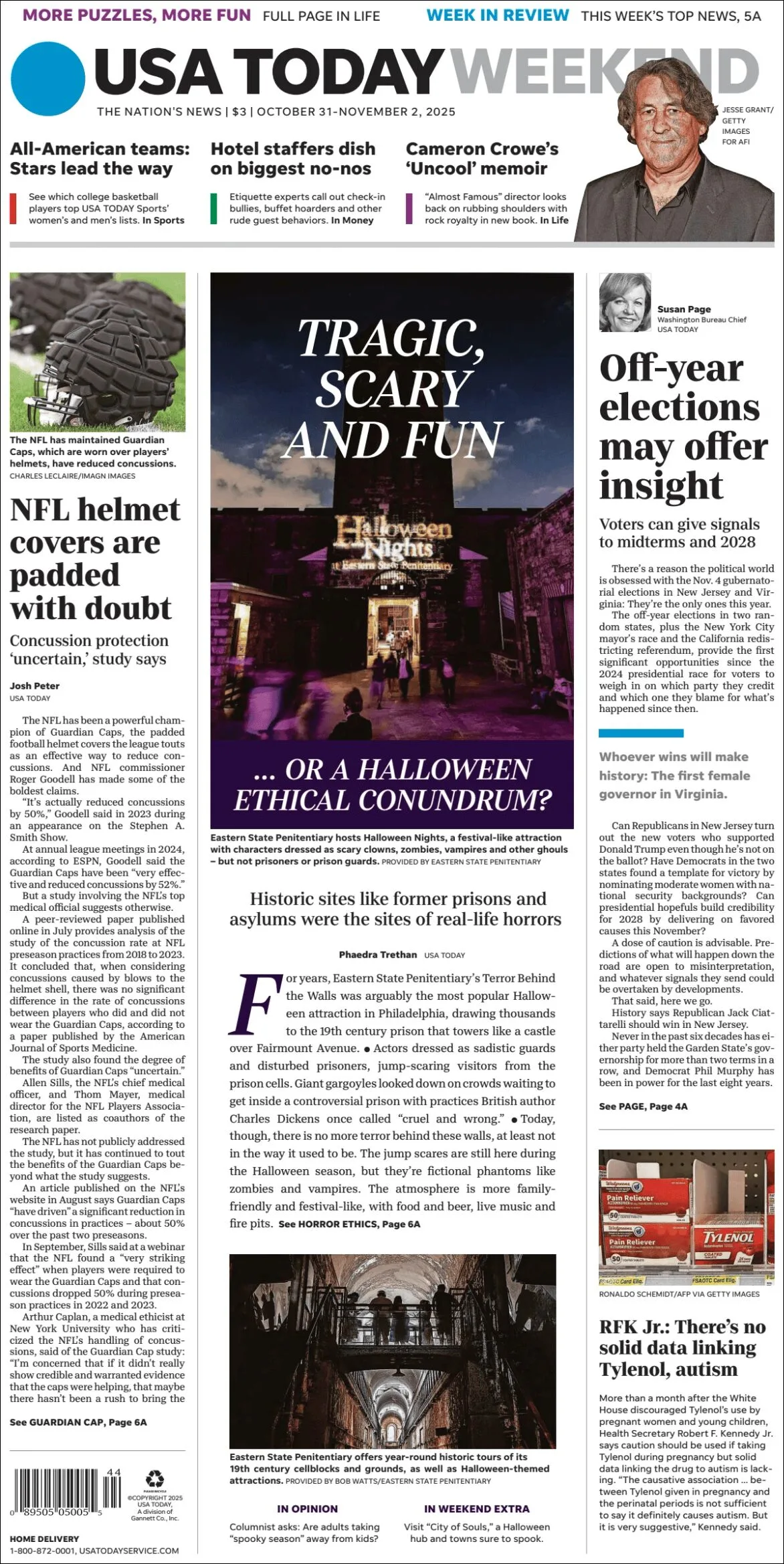 Portada de Usa Today del viernes, 31 de octubre de 2025