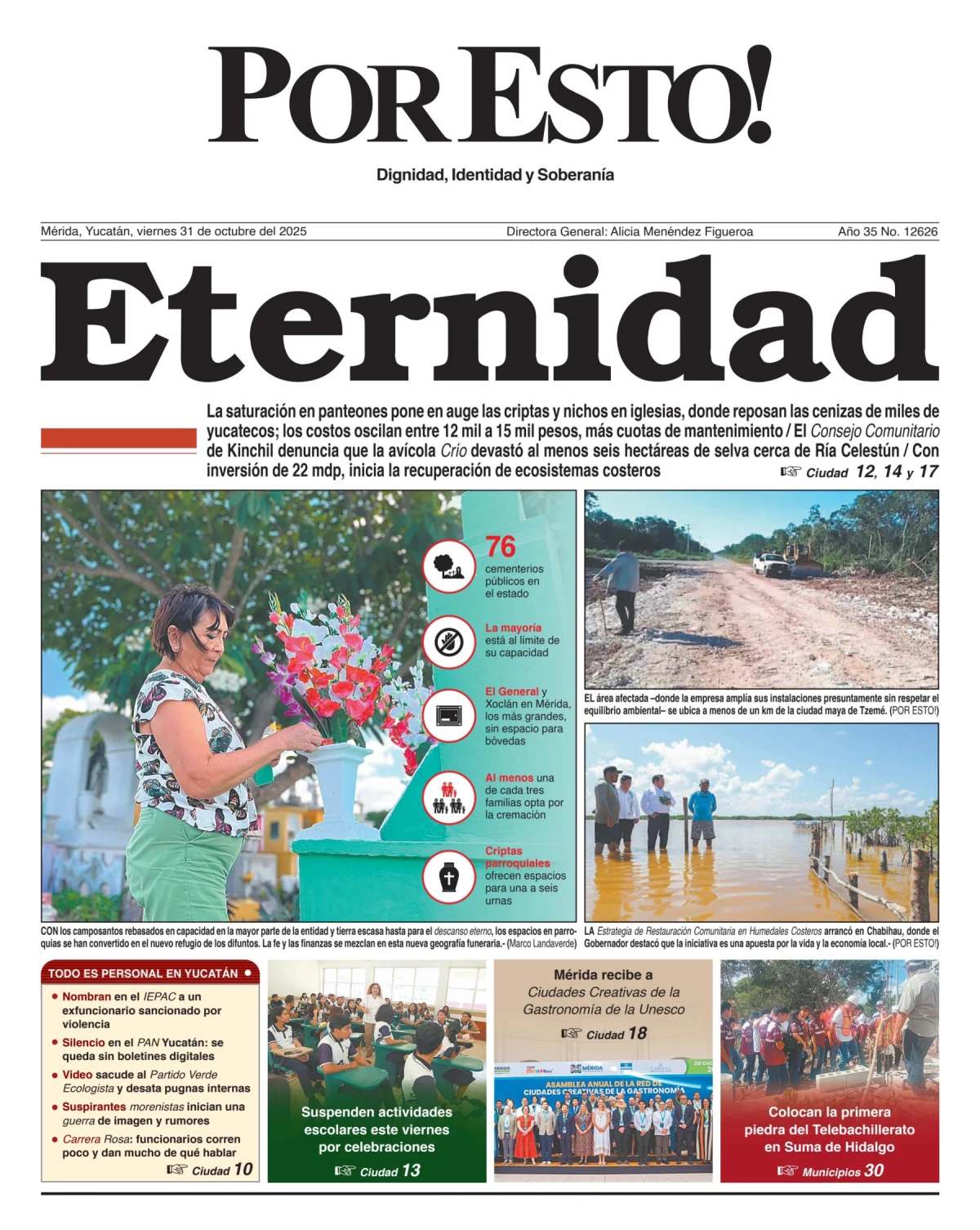 Portada de Por Esto (merida, Yucatan) del viernes, 31 de octubre de 2025