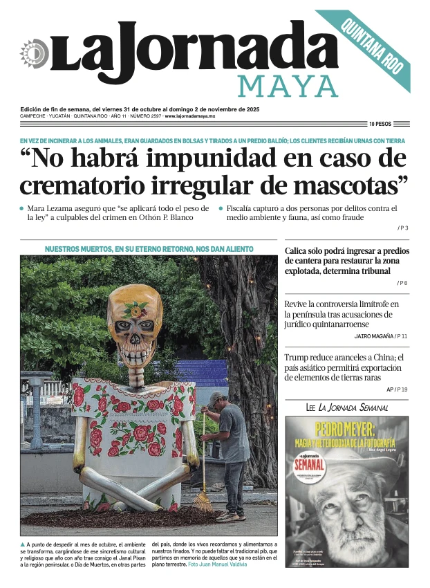 Portada de La Jornada Maya Quintana Roo del viernes, 31 de octubre de 2025