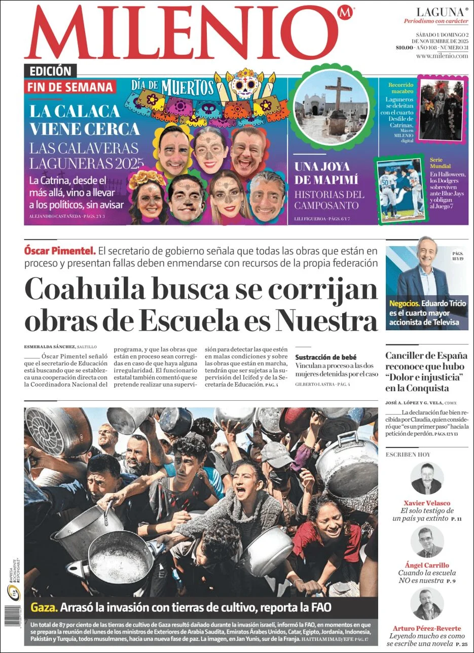 Portada de Milenio Laguna del sábado, 1 de noviembre de 2025