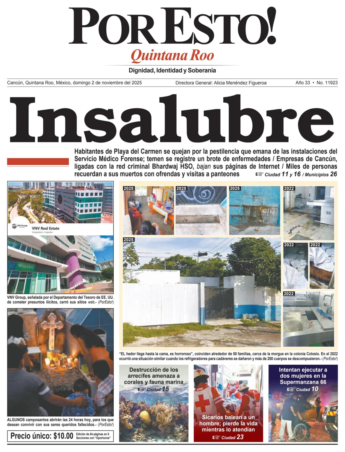 Portada de Por Esto (quintana Roo Cancun) del domingo, 2 de noviembre de 2025