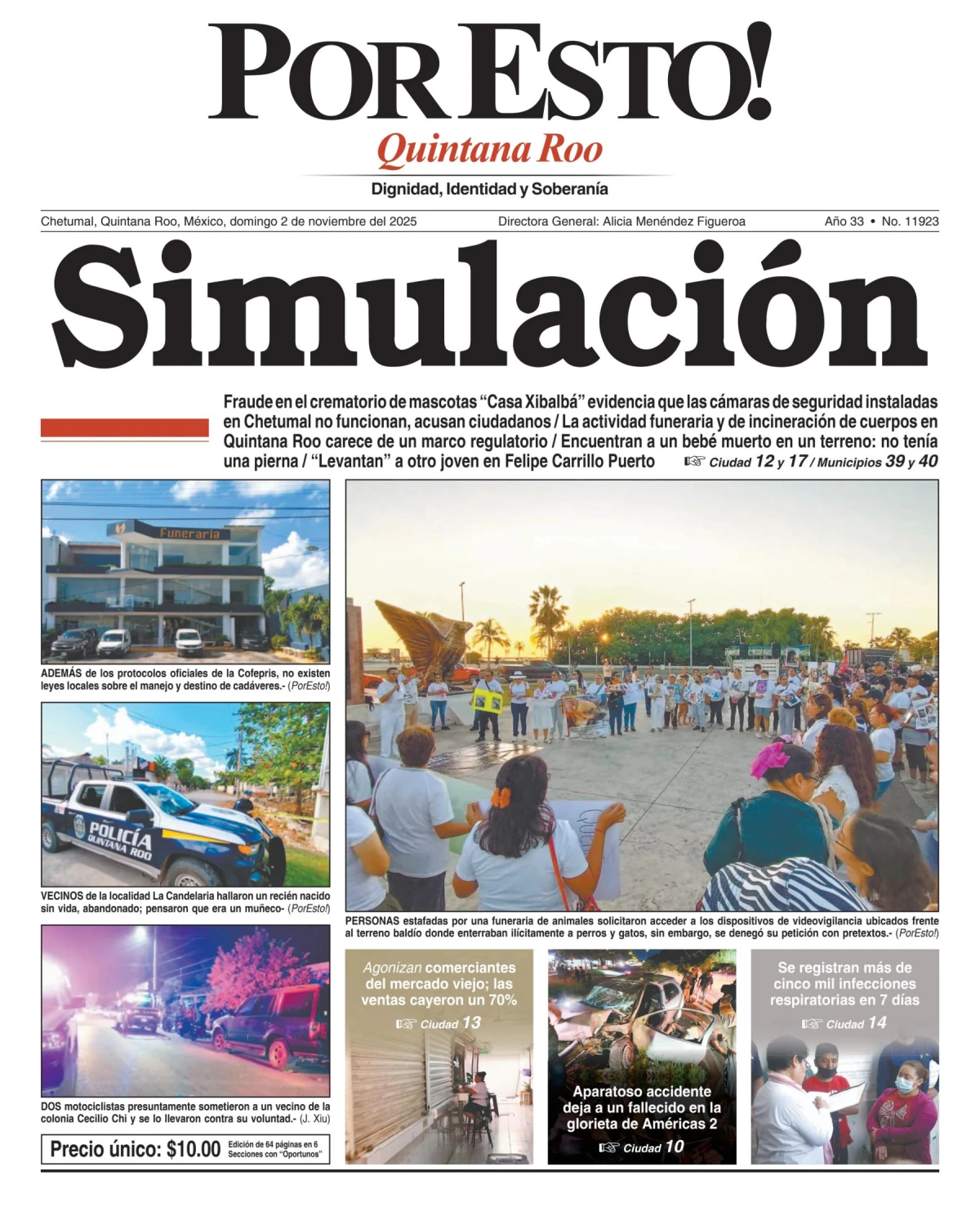Portada de Por Esto (quintana Roo Chetumal) del domingo, 2 de noviembre de 2025