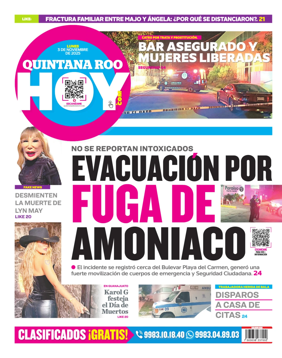 Portada de Quintana Roo Hoy (contraportada)