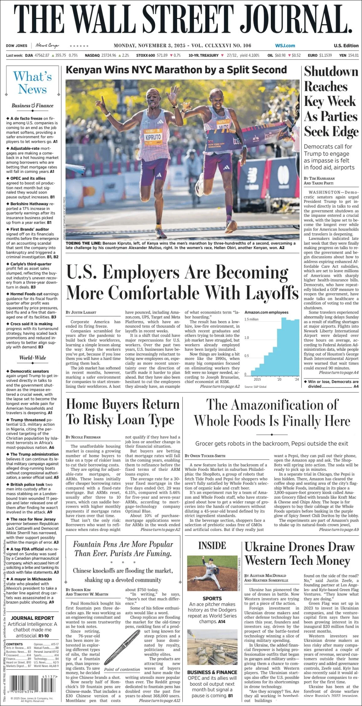 Portada de The Wall Street Journal
