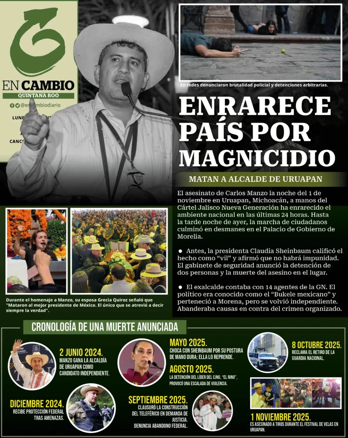 Portada de En Cambio - Quintana Roo (contraportada) del lunes, 3 de noviembre de 2025