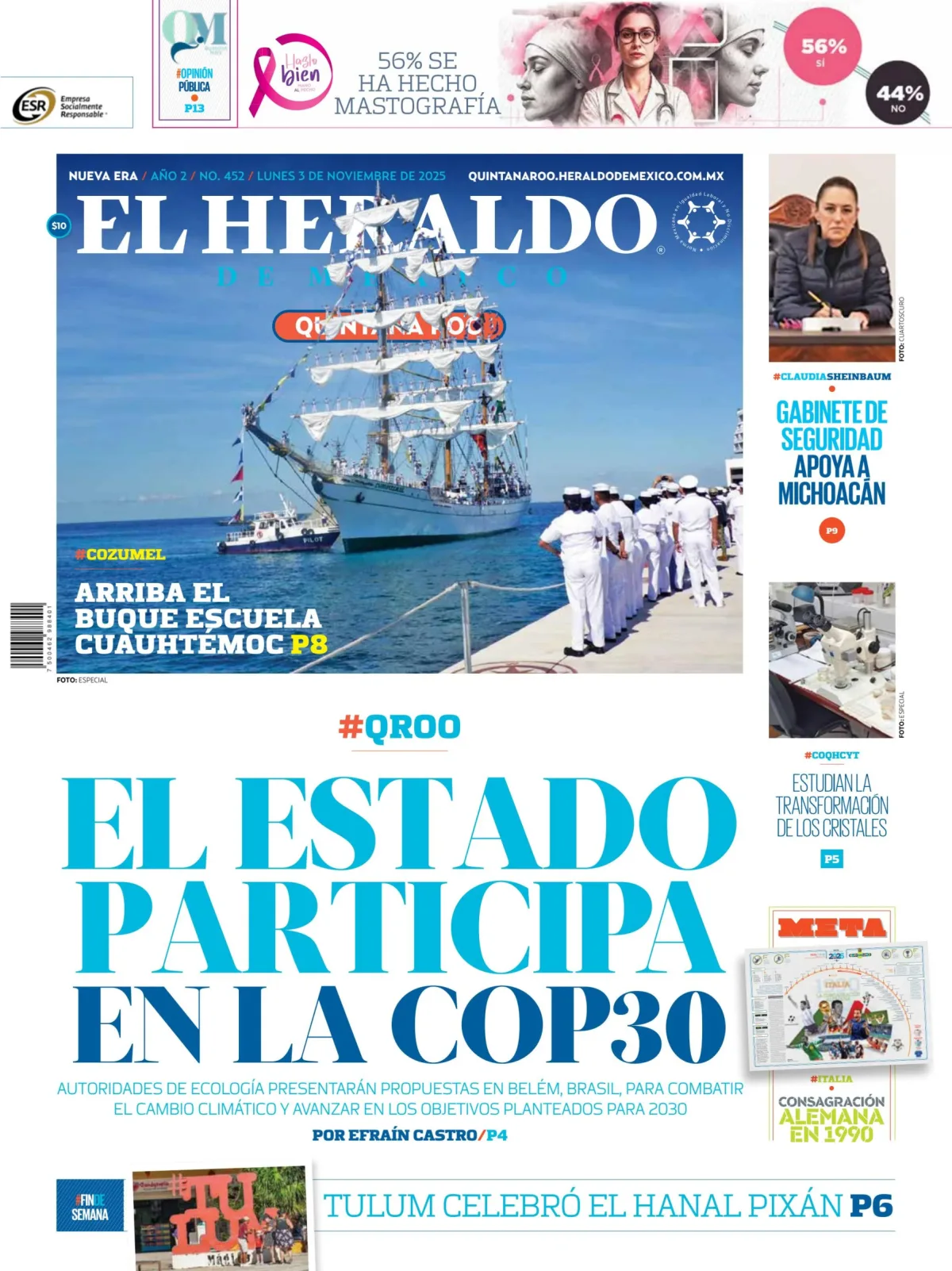Portada de El Heraldo de Mexico - Quintana Roo