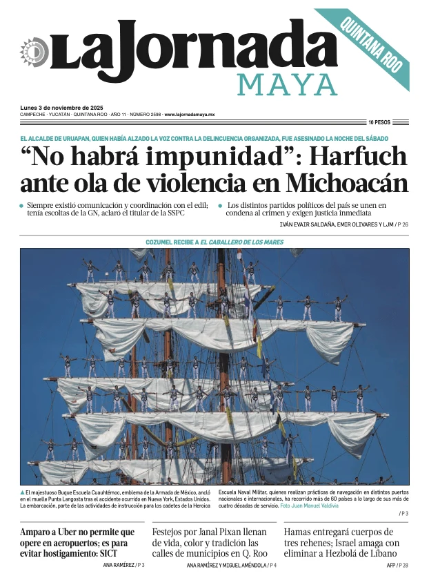 Portada de La Jornada Maya Quintana Roo del lunes, 3 de noviembre de 2025