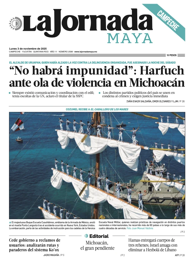 Portada de La Jornada Maya Campeche del lunes, 3 de noviembre de 2025