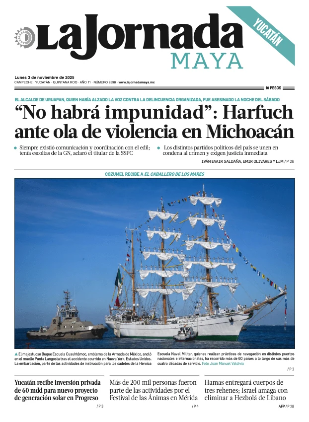 Portada de La Jornada Maya Yucatán del lunes, 3 de noviembre de 2025