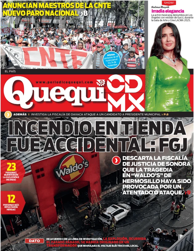 Portada de Quequi CDMX (contraportada) del lunes, 3 de noviembre de 2025