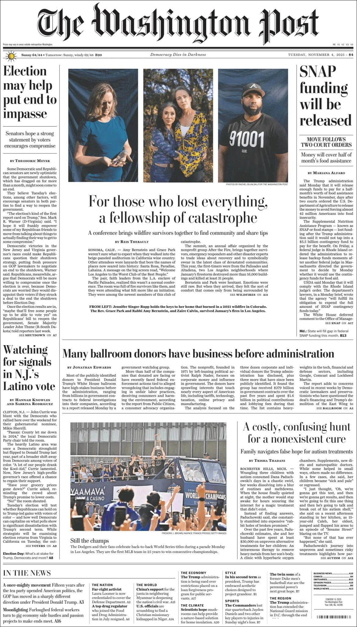 Portada de The Washington Post del martes, 4 de noviembre de 2025