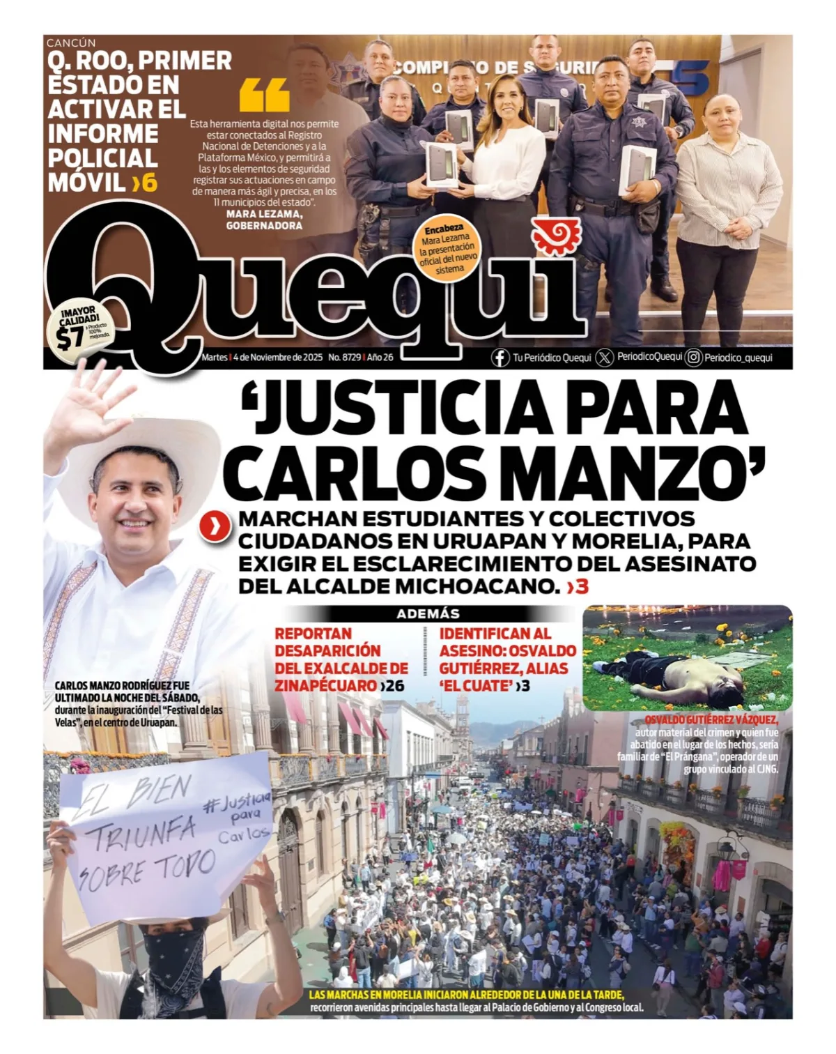 Portada de Quequi del martes, 4 de noviembre de 2025