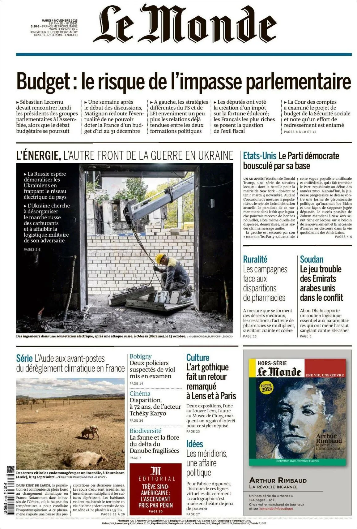 Portada de Le Monde del martes, 4 de noviembre de 2025