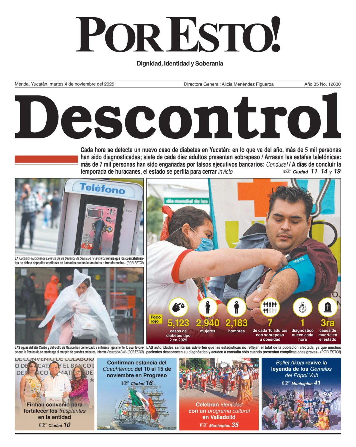 Portada de Por Esto (merida, Yucatan) del martes, 4 de noviembre de 2025