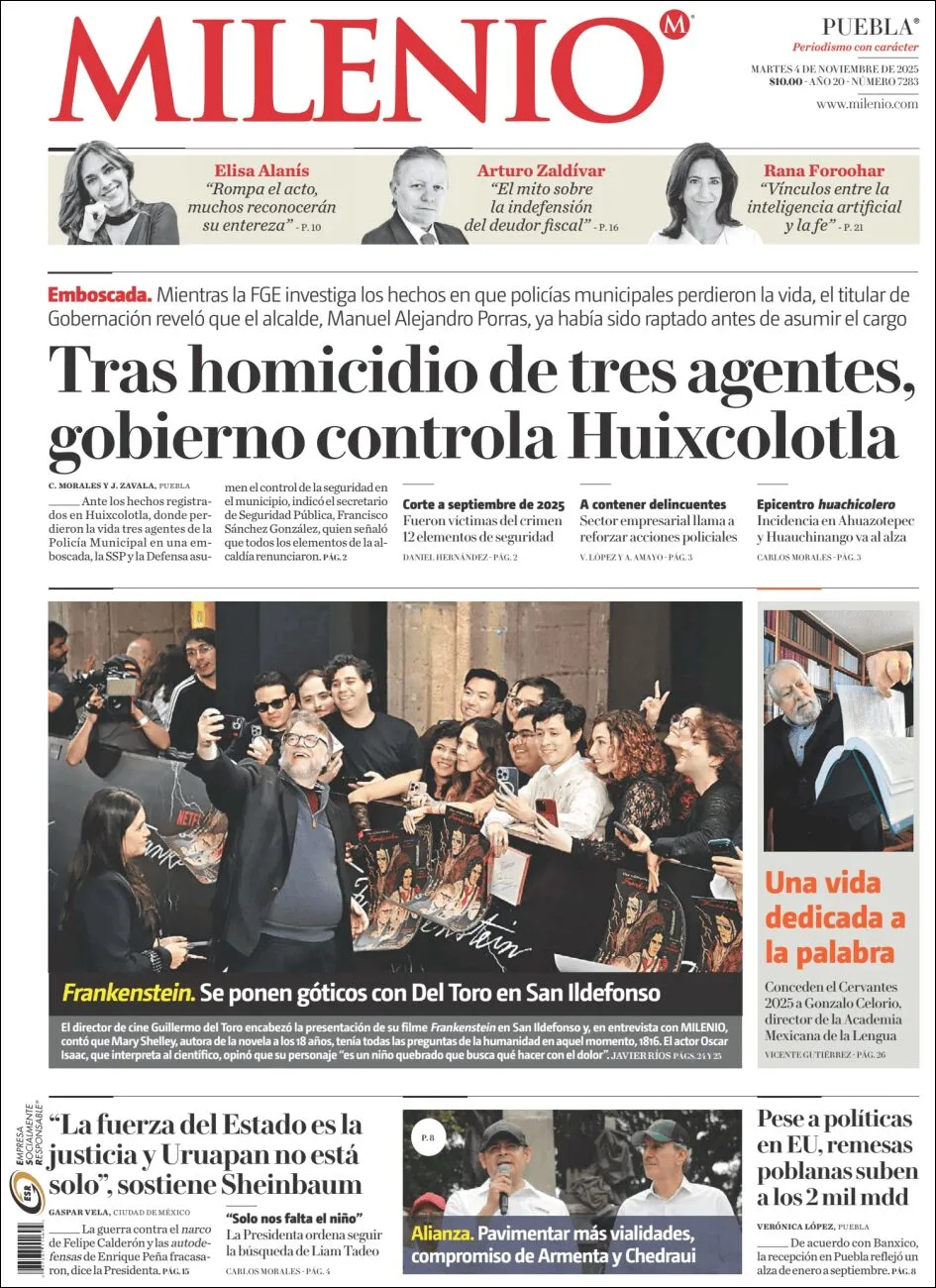 Portada de Milenio Puebla del martes, 4 de noviembre de 2025