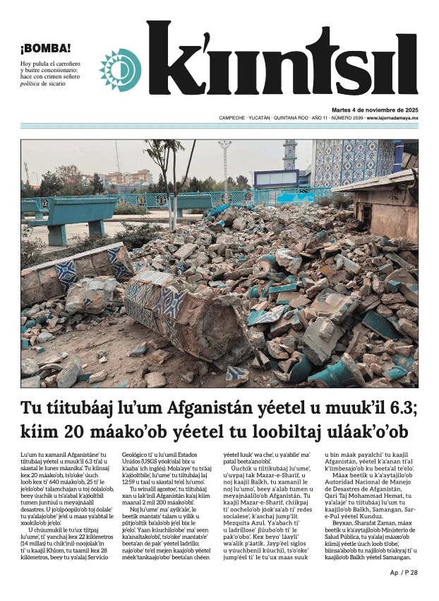 Portada de La Jornada - Kiintsil del martes, 4 de noviembre de 2025
