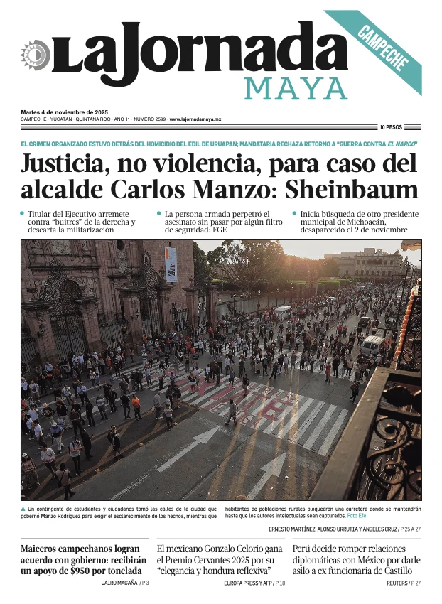 Portada de La Jornada Maya Campeche del martes, 4 de noviembre de 2025