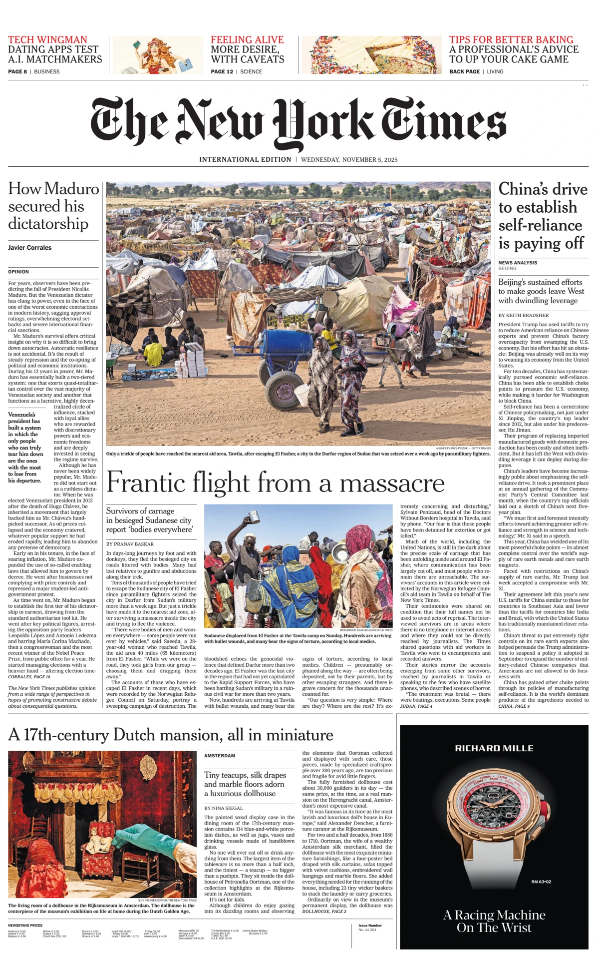 Portada de The New York Times (international) del miércoles, 5 de noviembre de 2025