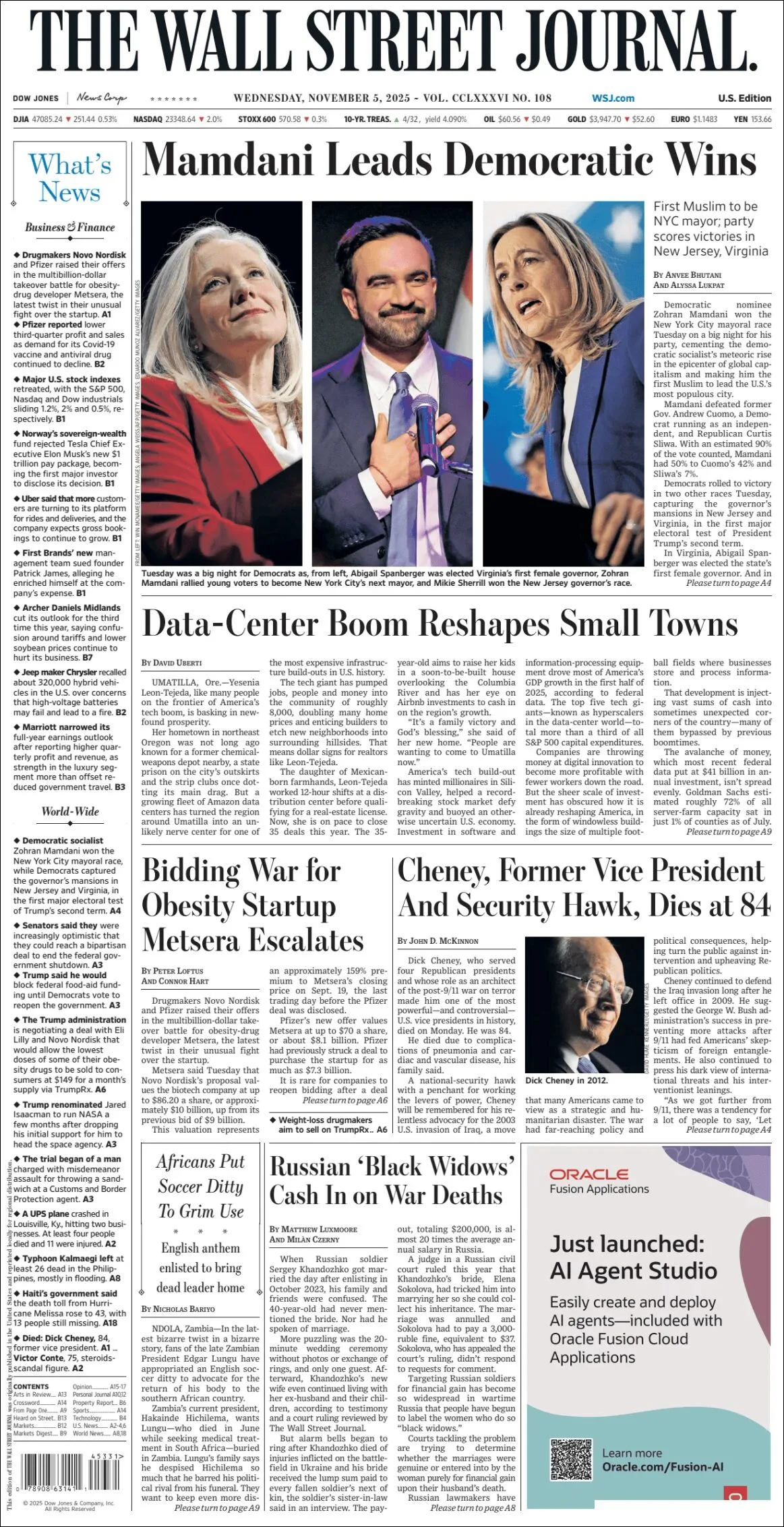 Portada de The Wall Street Journal