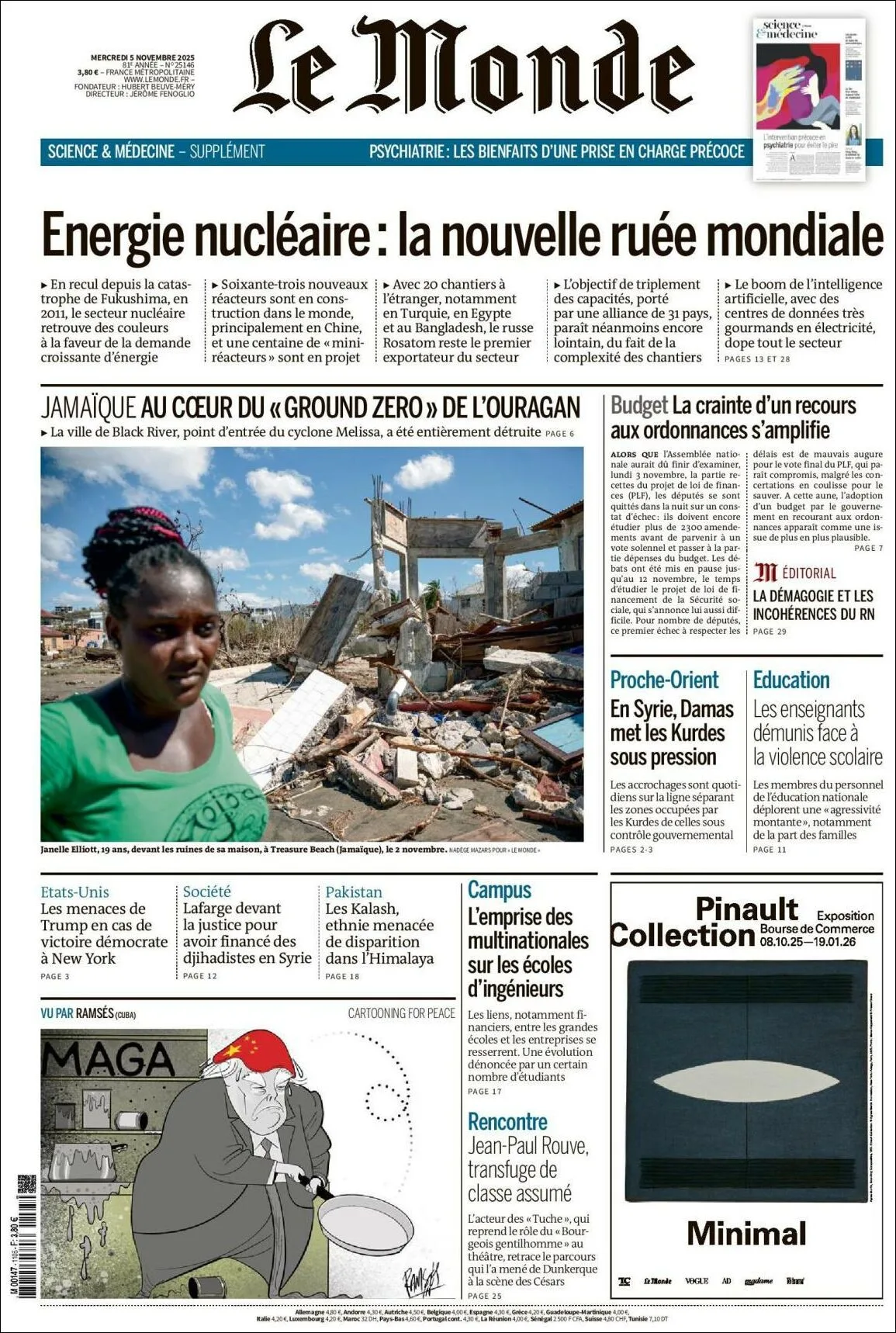 Portada de Le Monde del miércoles, 5 de noviembre de 2025