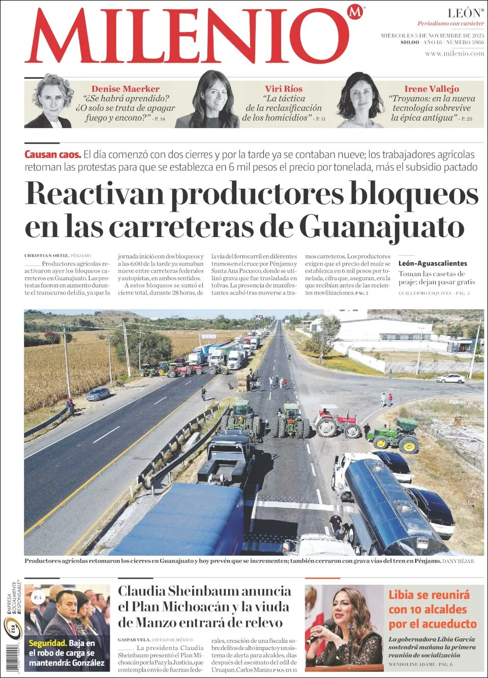 Portada de Milenio Leon del miércoles, 5 de noviembre de 2025