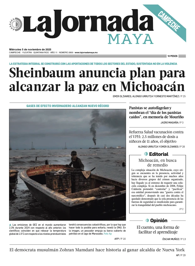 Portada de La Jornada Maya Campeche del miércoles, 5 de noviembre de 2025