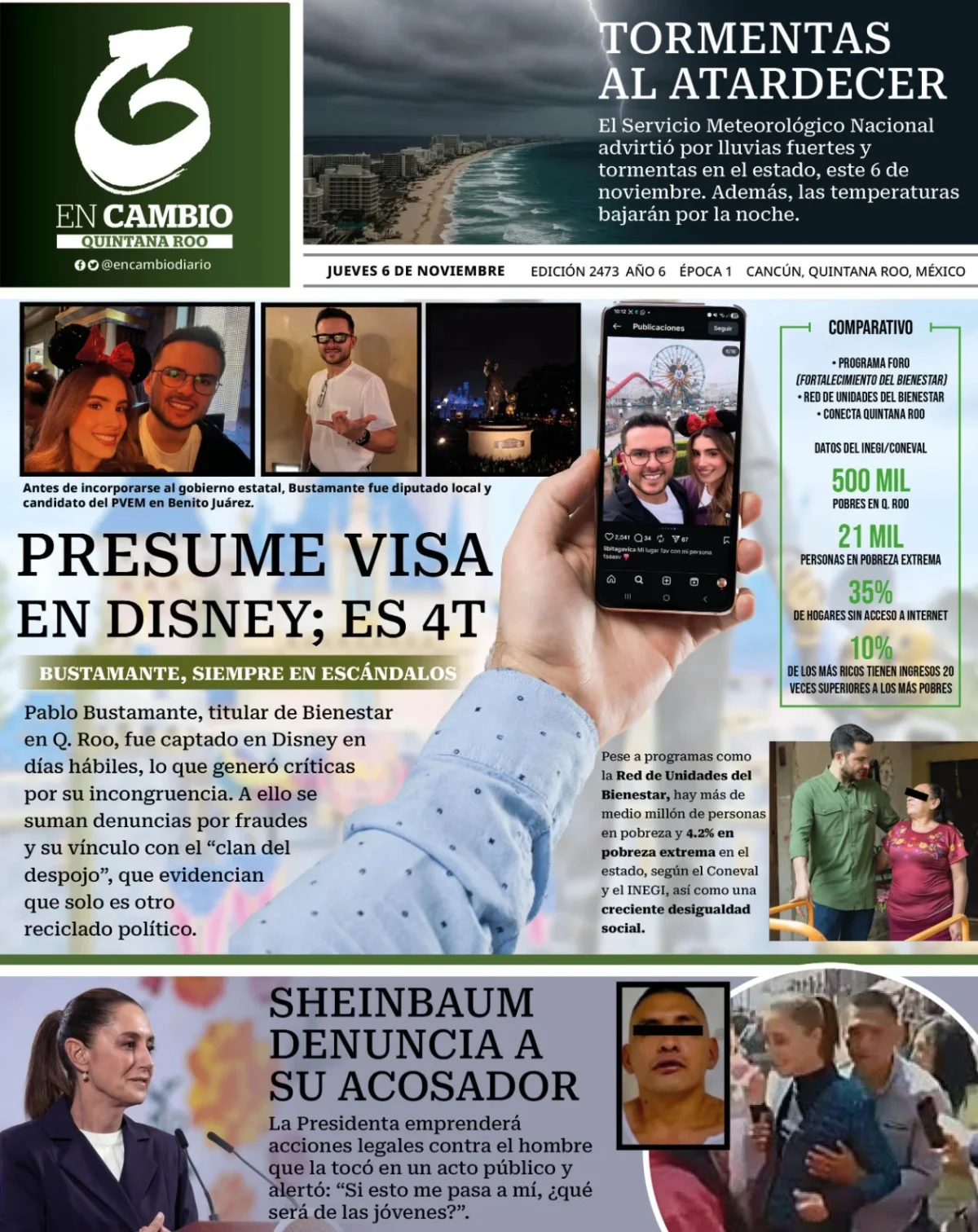 Portada de En Cambio - Quintana Roo (portada) del jueves, 6 de noviembre de 2025