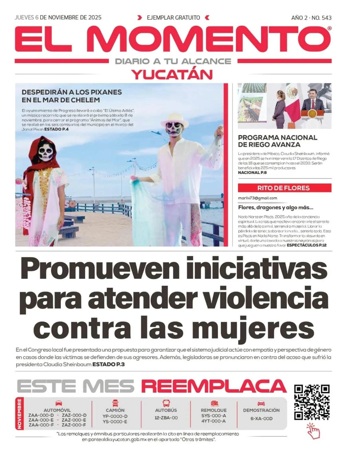 Portada de El Momento Yucatan del jueves, 6 de noviembre de 2025