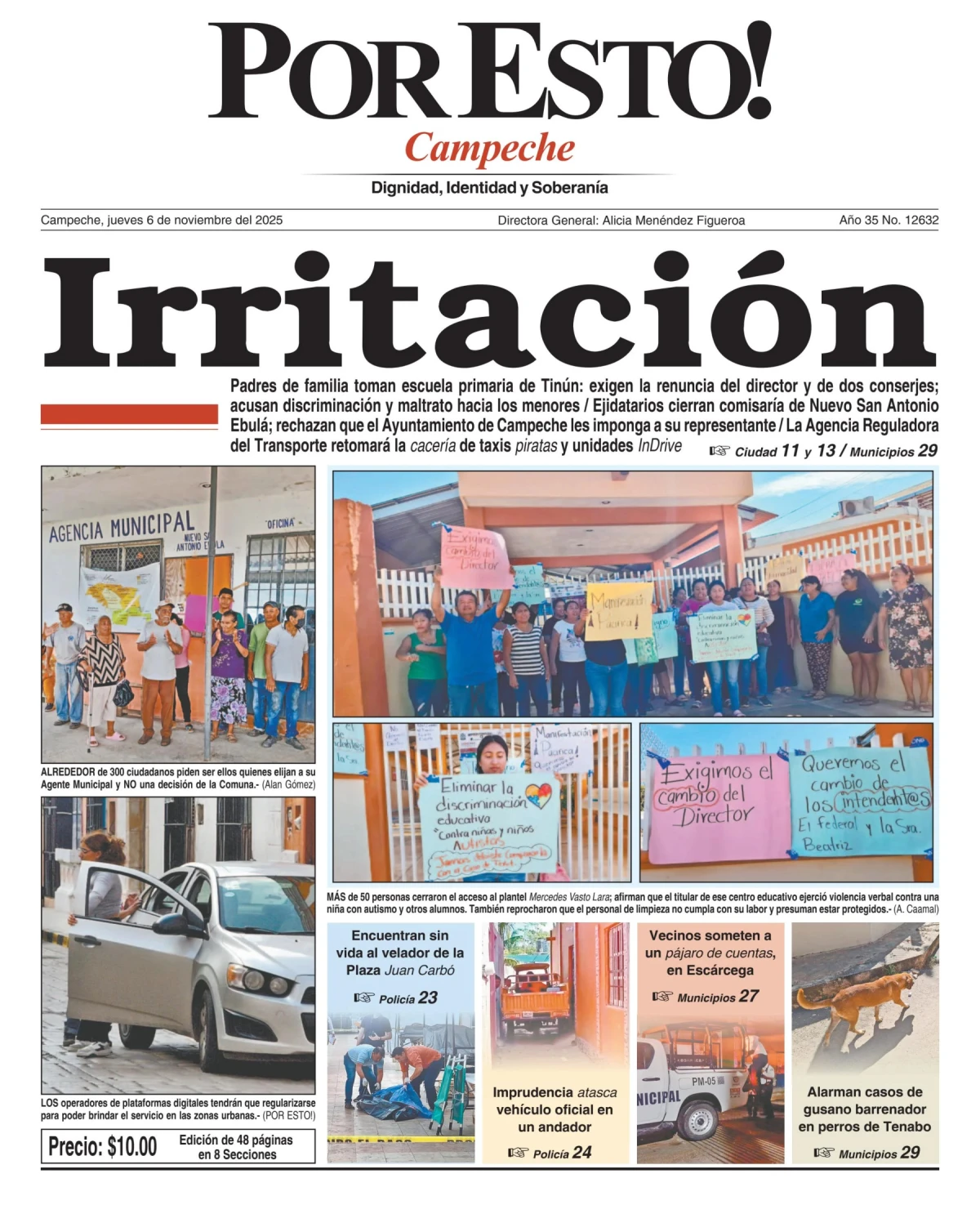 Portada de Por Esto (campeche) del jueves, 6 de noviembre de 2025